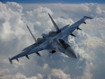 Su-35 sobre las nubes