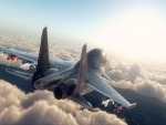 Su-34 volando sobre las nubes
