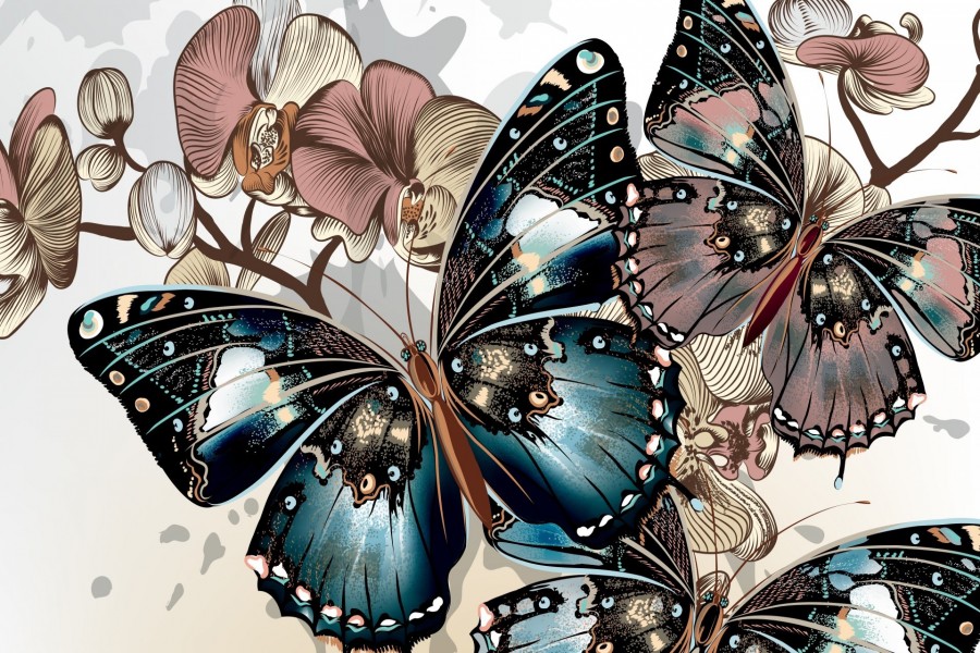 Hermosas y bellas mariposas entre flores