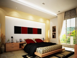 Dormitorio moderno con terraza