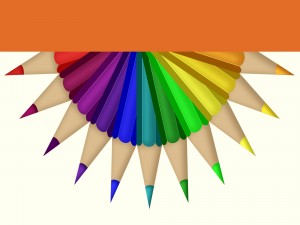 Lápices de colores en un círculo