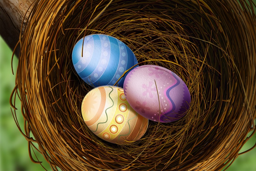 Huevos de pascua en un nido