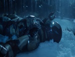 Iron Man tumbado en la nieve (Iron Man 3)