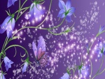 Mariposa entre las flores púrpura