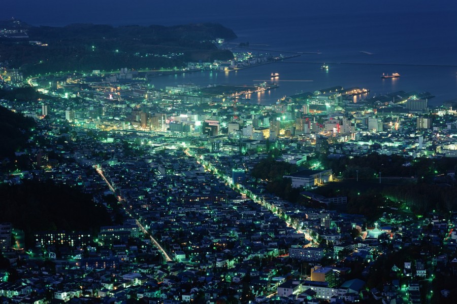 Vista de Hokkaido al anochecer (Japón)