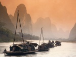 Barcas en el río Li (China)