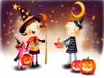 Niños divirtiéndose en la tradicional noche de Halloween