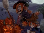 Dos brujas en la noche de Halloween