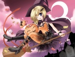 Una bruja anime en la noche de Halloween