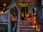 Casa adornada para la noche de Halloween