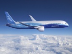 Avión de pasajeros Boeing 787 volado sobre las nubes