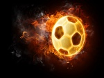 Balón de fútbol envuelto en llamas