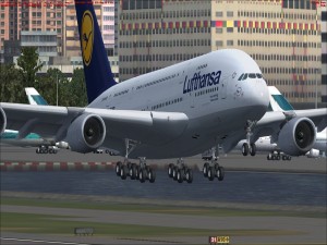 A380 de Lufthansa levantando vuelo