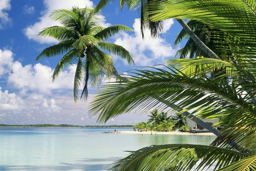 Playa en la isla Takapoto (Polinesia Francesa)