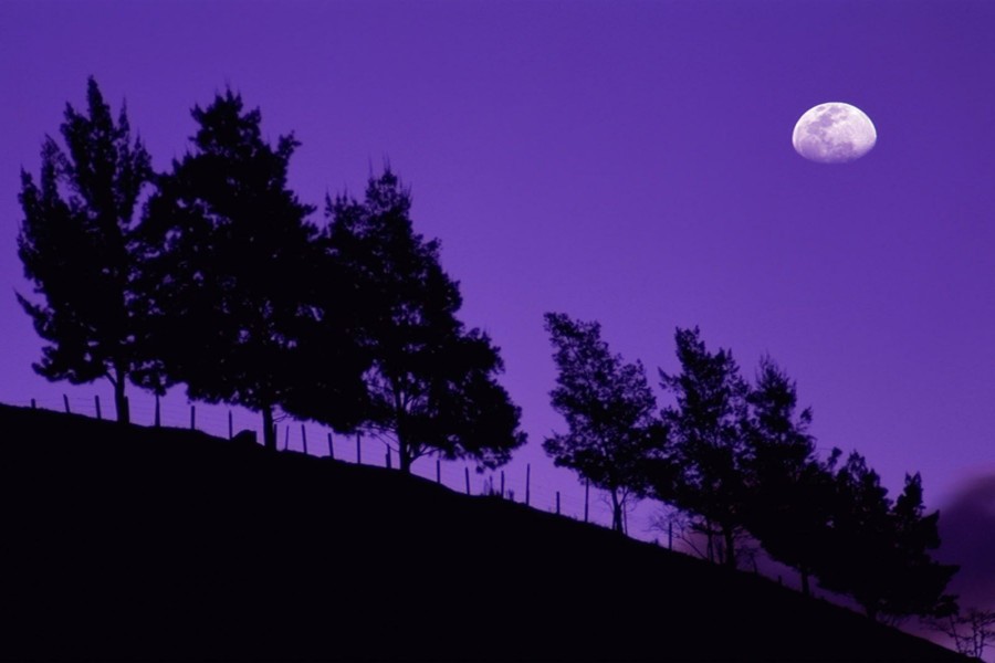 Luna en un cielo púrpura