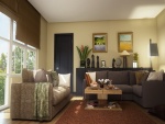 Acogedora sala de estar con sillones de diferentes colores