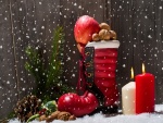 Arreglo navideño con frutos secos