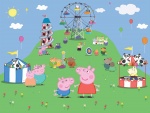 Peppa Pig y su familia en el parque de atracciones