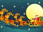 Santa Claus viajando en su trineo