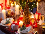 Mesa decorada para las próximas fiestas navideñas