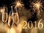 Brindis y fuegos artificiales para celebrar el Nuevo Año 2016