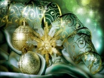 Cinta, bolas y estrella para adornar en Navidad