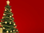 Árbol festivo de Navidad en fondo rojo