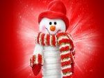 Muñeco de nieve con gorro, bufanda y guantes