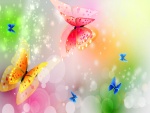 Coloridas y brillantes mariposas volando libremente