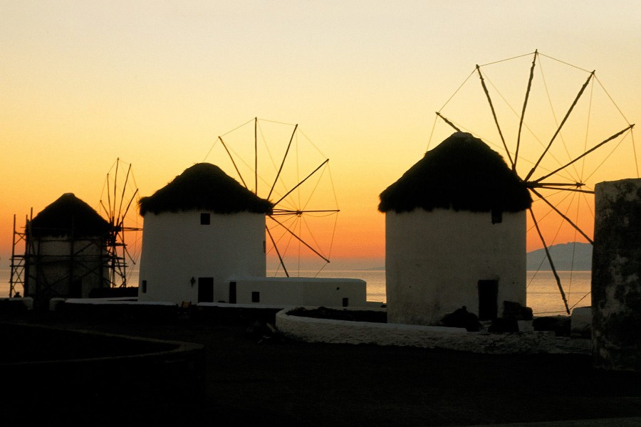 Molinos de viento en Mykonos (Grecia)