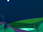 Osos caminando por el bosque en una noche de luna llena