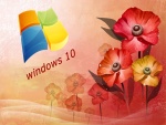 Logo de Windows 10 en una imagen floral