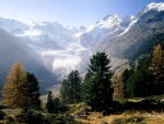 Piz Bernina y el glacial Morteratsch (Alpes suizos)