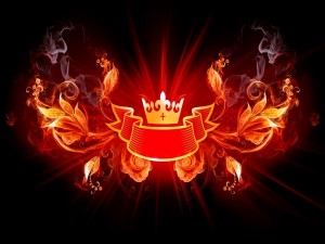 Corona con fuego y humo