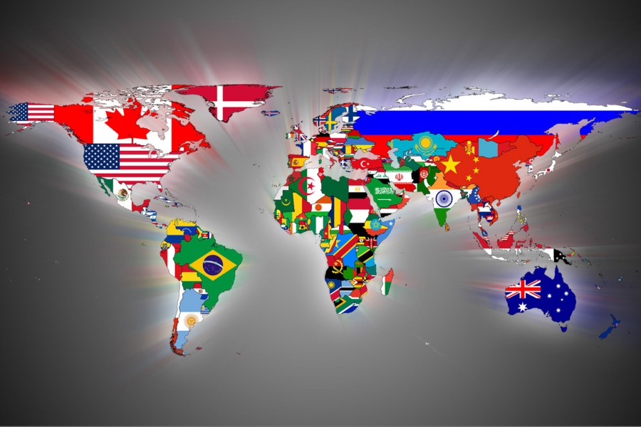 Mapa del mundo con banderas (74595)