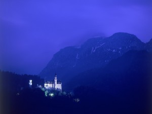 Noche en el castillo de Neuschwanstein (Baviera, Alemania)