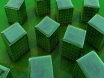 Cubos verdes en 3D