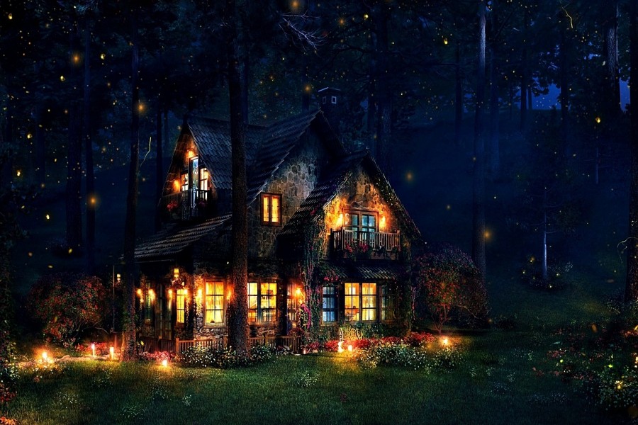 Bella casa iluminada