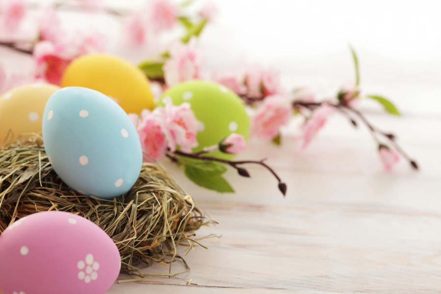 Huevos de Pascua pintados de bonitos colores