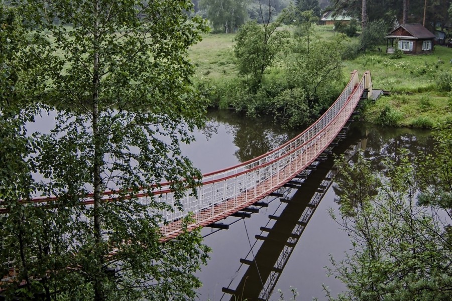 Puente suspendido sobre el río