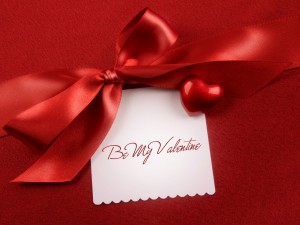 Tarjeta para "San Valentín" en fondo rojo