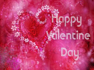 Feliz Día de San Valentín en un fondo con corazones rosas