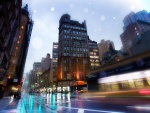 Calle lluviosa en Nueva York