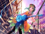 Chica anime tocando la guitarra