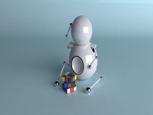 Robot jugando con un cubo de Rubik