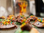 Cupcakes de chocolate y sprinkles de colores