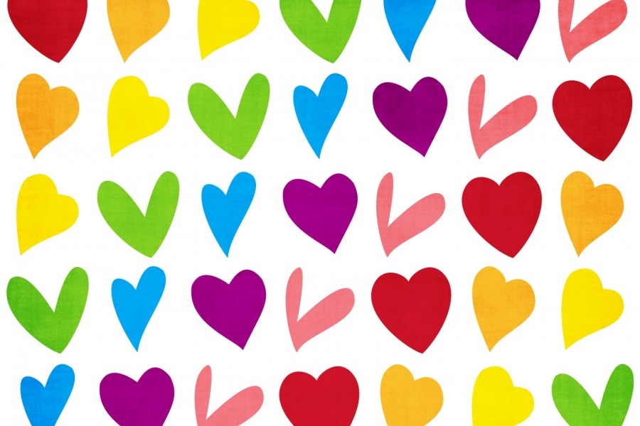 Dibujo con corazones multicolores