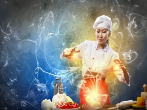 Chef creativa asiática