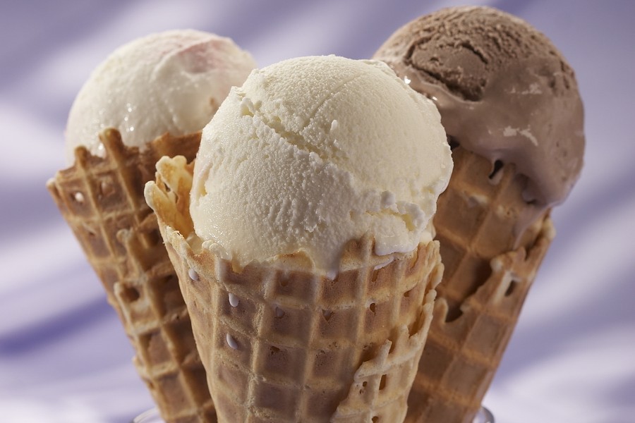 Tres conos con helado