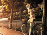 Chica anime montando en bicicleta